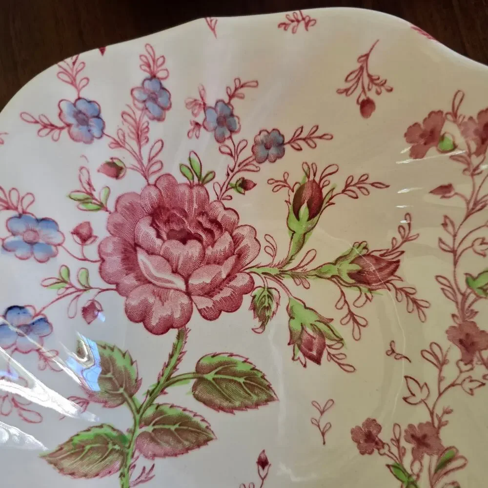 Vintage Johnson Brothers Rose Chintz Ironstone 4 Soup Bowls Cottagecore 30s-50s